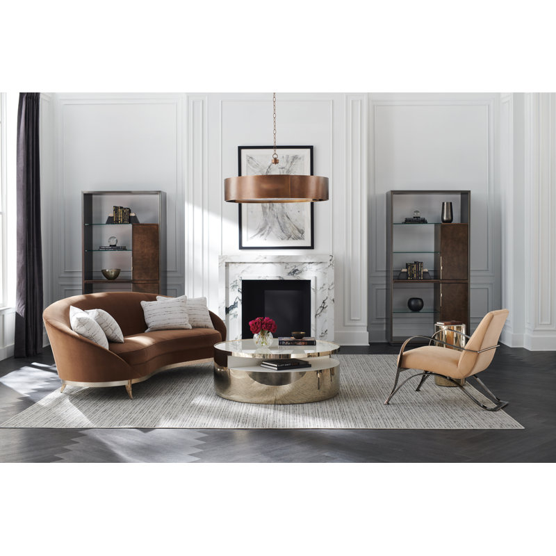 Cream and Gold Round Stone Top Coffee Table