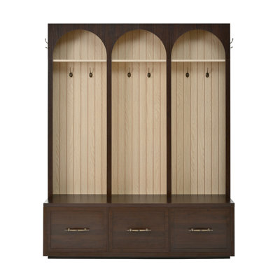 Farmhouse Wooden Style Hall Tree with Arched Design