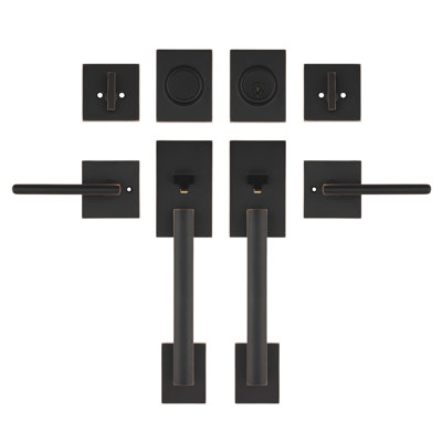 Ensemble de poignées avec pêne dormant à cylindre simple et porte et rosette