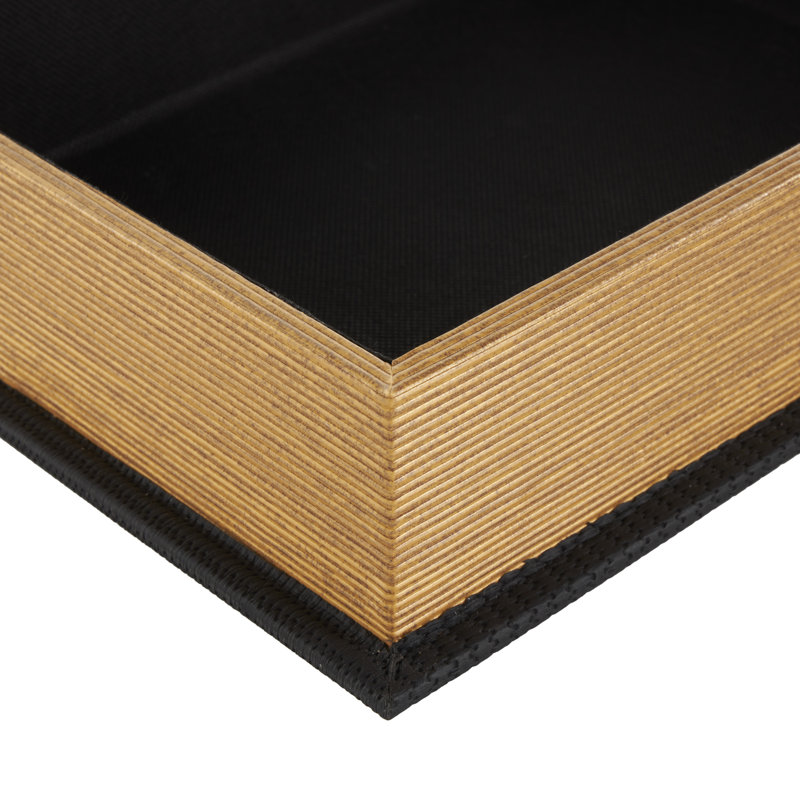 Coal Black Faux Leather and Wood Book Shaped Decorative Box Set