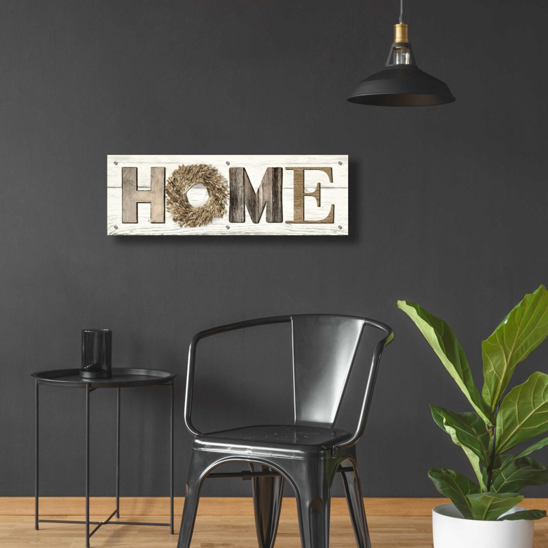 "Home in beige" par Lori Deiter - Art textuel sans cadre, H 12 po x l 36 po x P 0,2 po