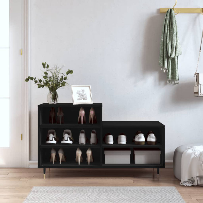 10 Pair Shoe Storage Cabinet, Black