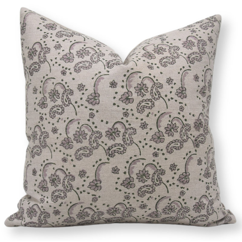 Housses de coussin en lin pur à motif de Fab Fabine (Sajawat, mauve), H 20 po x l 20 po