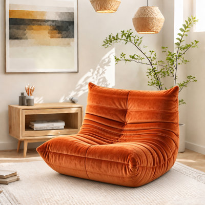 Pouf poire sans accoudoirs - Revêtement en velours doux - Design ludique pour le salon
