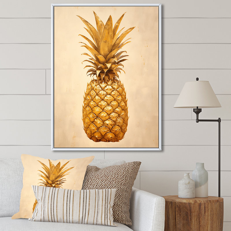 Pinapple Golden Grove II sur toile, Cadre flottant blanc, H 44 po x l 34 po x P 1,5 po