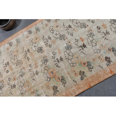 Tapis turc antique avec motif floral doux beige pour décoration intérieure beige / bronze