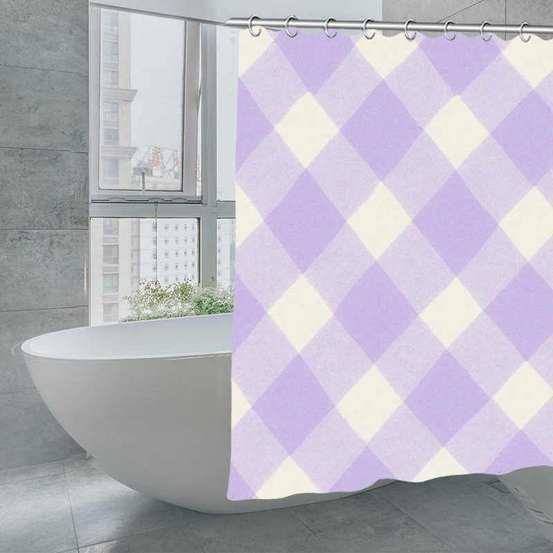 Rideaux de douche mauve et blanc Argyle, 71 x 71, Purple/White