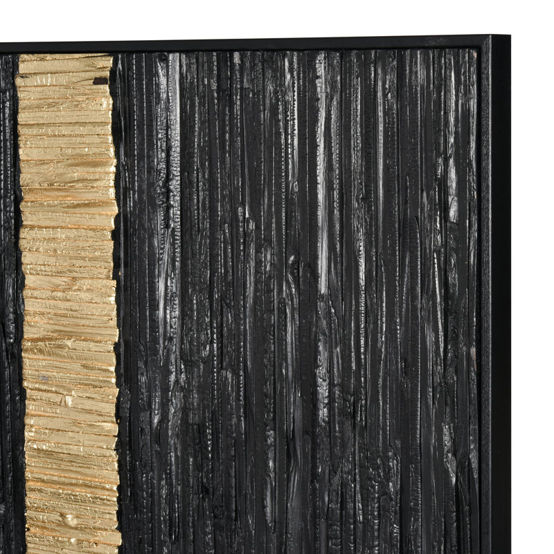 «Stripe Wood II», art mural dimensionnel - noir