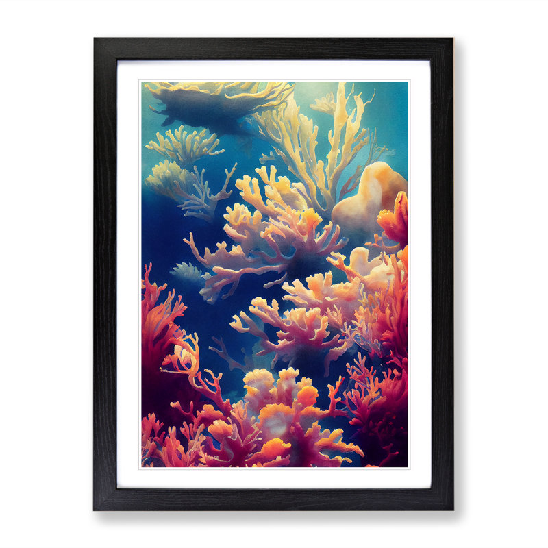 Fabulous Coral Reef - Single Picture Frame Print, 34cm H x 25cm W x 2cm D, Black