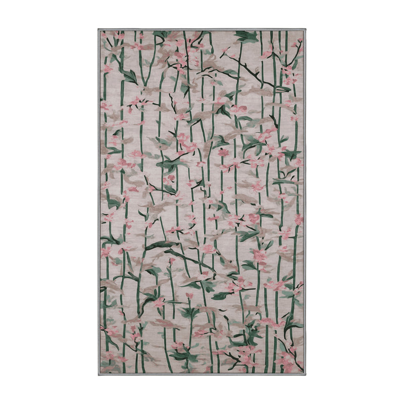 Tapis gris lavable à la machine, Rectangulaire 3 pi x 5 pi