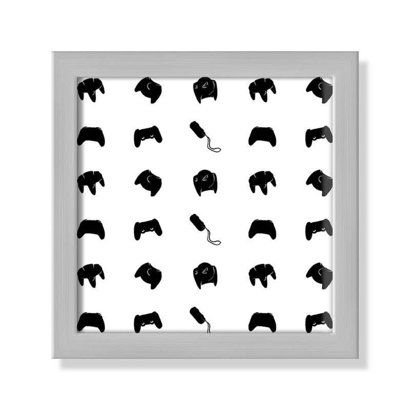 Imprimé papier à motif de joueur, H 9 po x l 9 po x P 1,19 po, Encadré de boîte argent