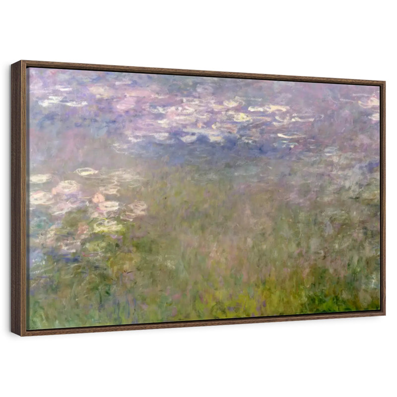 Nymphéas VI, 31 po x 21 po, Cadre flottant noyer