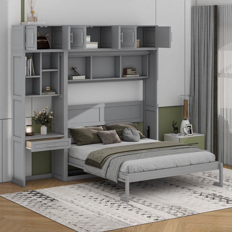 Armoire murale avec tablettes et tiroir Murphy, gris, Grand