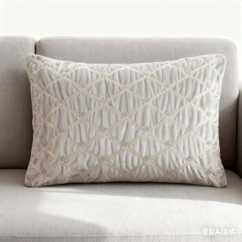 Coussin décoratif oblong 22 po x 15 po, Argent argent