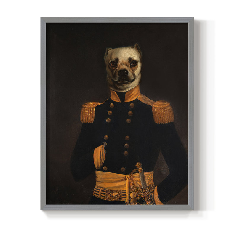 Major Major, reproduction encadrée - bois massif, Gris, H 30 po x l 24 po