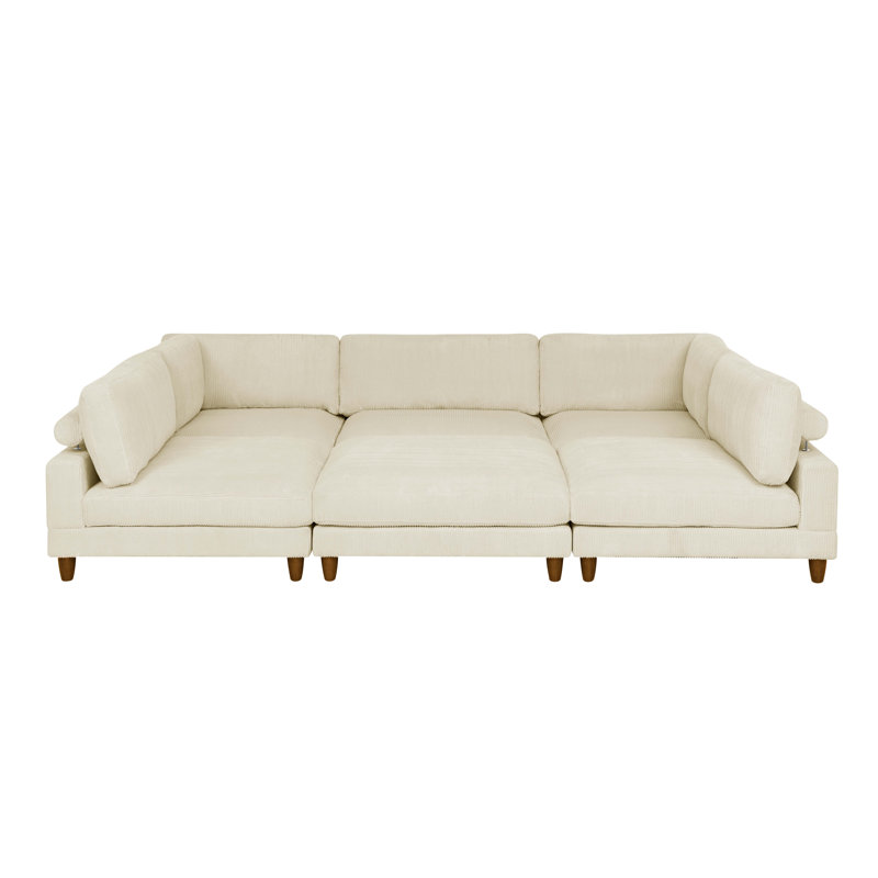 Espinosa Modular Sectional, Cream Corduroy