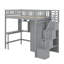 Lit mezzanine simple avec bibliothèque, tiroirs, bureau et garde-robe-339239232