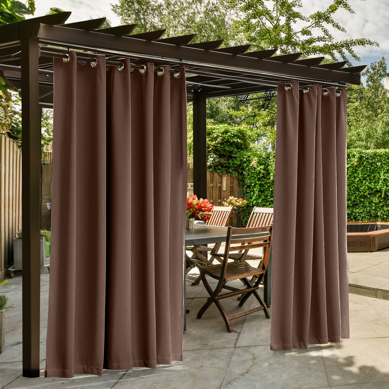 Outdoor Patio Curtains Waterproof - Darkening Thermal Insulated Curtains For Porch, Pergola, Cabana - Sunproof Blackout Drapes With Rust Proof Grommets, Set Of 2 Panels,Terracotta