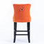 Chaises de bar luxueuses en velours, dossier capitonné, finitions soignées, ensemble de 2 chaises élégantes orange avec design, assise en mousse à haute résilience.
