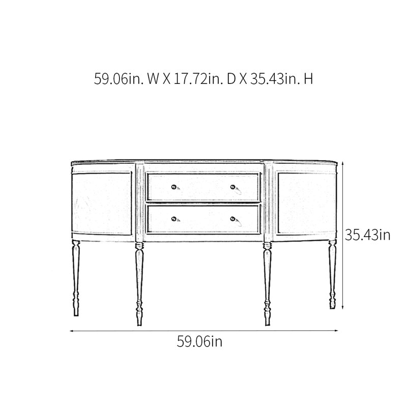 Console Retro, H 35,43 po x l 59,06 po x P 17,72 po