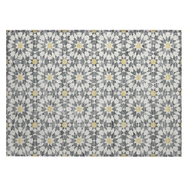 Washable Floral Indoor / Outdoor Rug