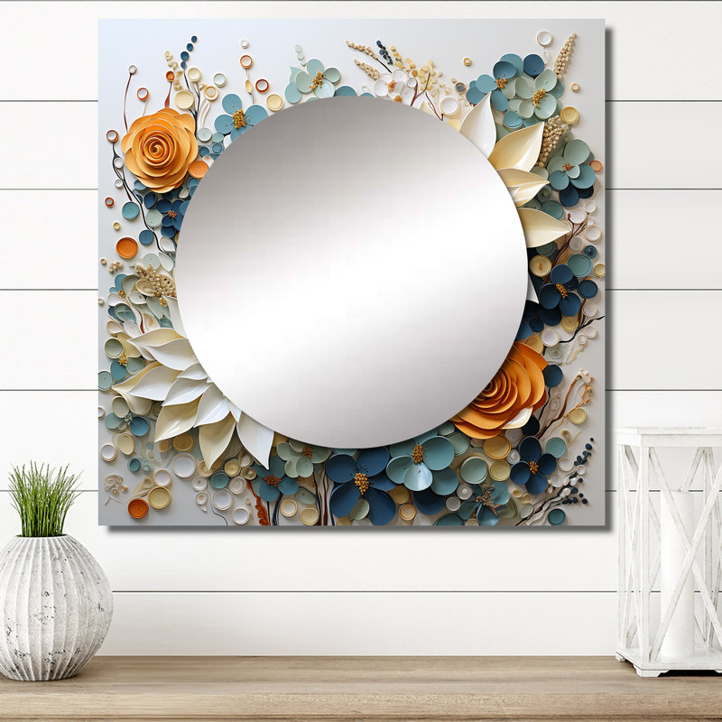 Moti - Succulent miroir mural carré pour salle de bain, 36 po x 36 po