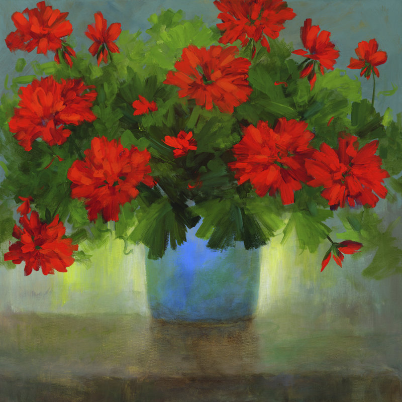 " Geraniums I " Painting Print, 20" H x 20" W x 1.25" D