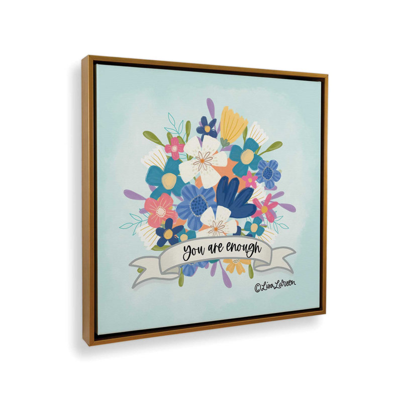 Reproduction de l'œuvre « You Are Enough » de Lisa Larson, Toile avec cadre, L 12 po x H 12 po, Doré