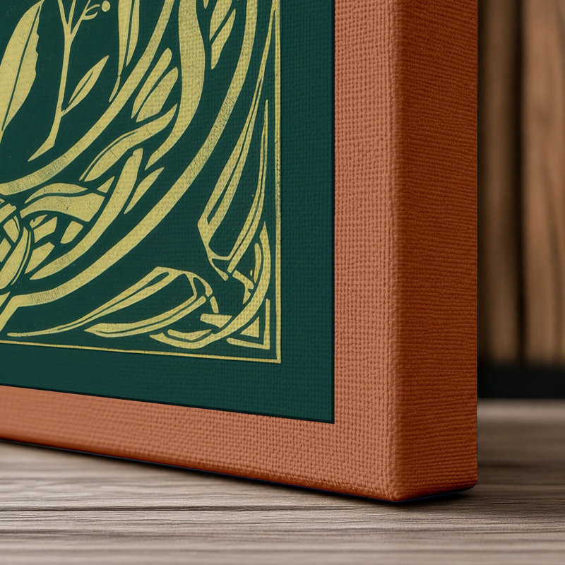 Art Nouveau Bloom Botanical - Wrapped Canvas, 36x24 - 91.4 x 61.0 cm, Terracotta Border