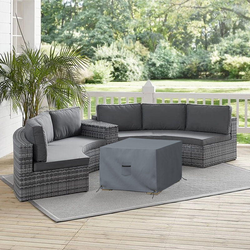 Heavy Duty Waterproof Outdoor Square Ottoman Deck Box Cover, Weather Protection Storage Bench Cover, 18" H x 26" W x 26" D