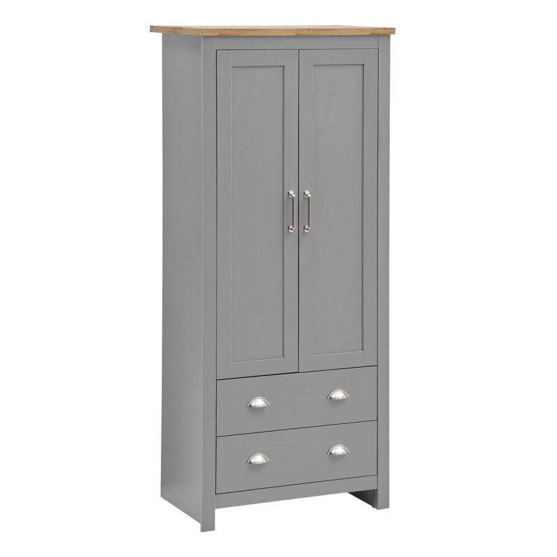 Aquitaine 2 Door Manufactured Wood Wardrobe, Grey