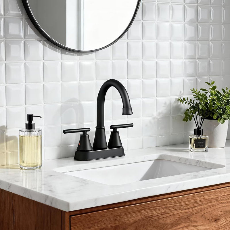 Robinet de salle de bain 4 po, Noir mat