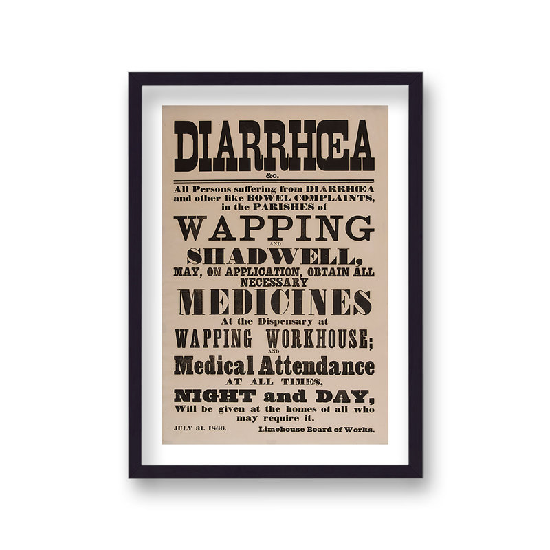Vintage Public Health Wapping London Diarrhoea With Border by Vouvart - Single Picture Frame Print