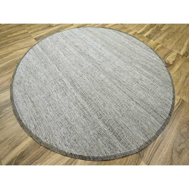 Tapis oriental brun en cèdre 10 pi x 10 pi, pure laine, patiné et oxydé avec chaînes exposées, noué à la main, rond