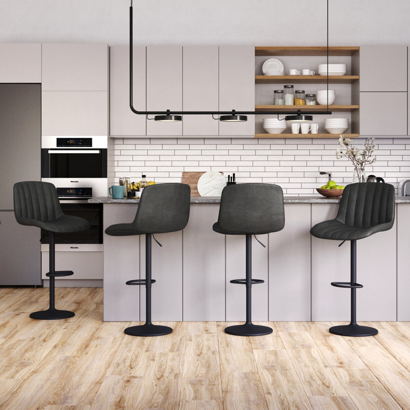 Adjustable Height Counter Stool with Metal Frame, Black