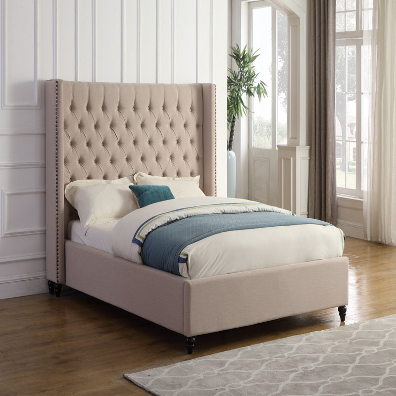 Lit plateforme Devola, Beige, Très grand