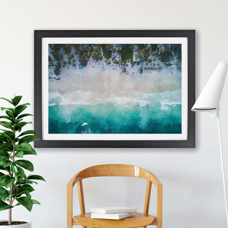 Tulum Mexico Beach - Single Picture Frame Painting, Black, 62cm H x 87cm W x 2cm D