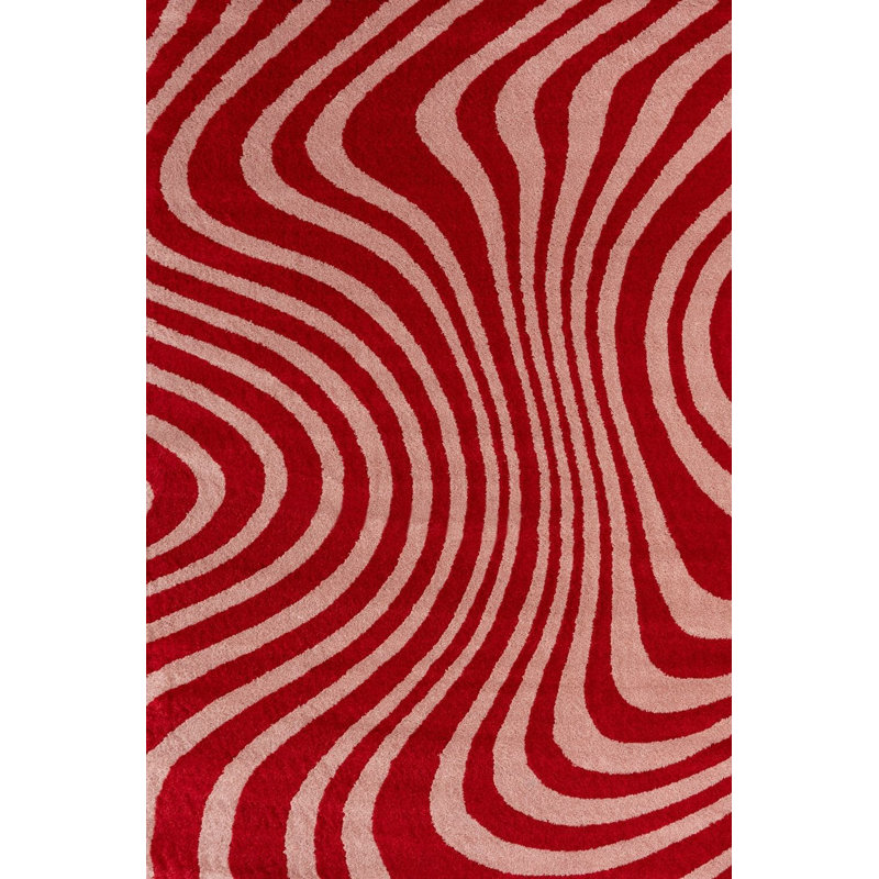 Joli Striped Area Rug Soft Dense Pile for Living Rooms and Bedrooms, Rectangle 200 x 290 cm, Red/Pink