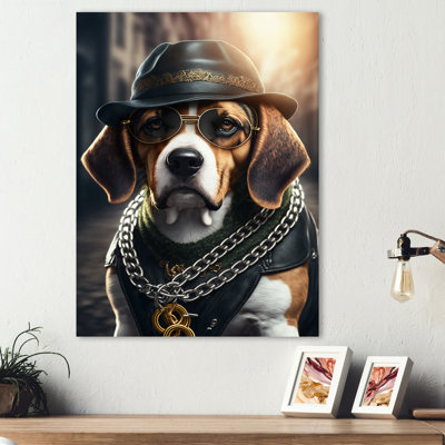 Décoration murale en métal «Loudyn Beagle Gangster In NYC III»