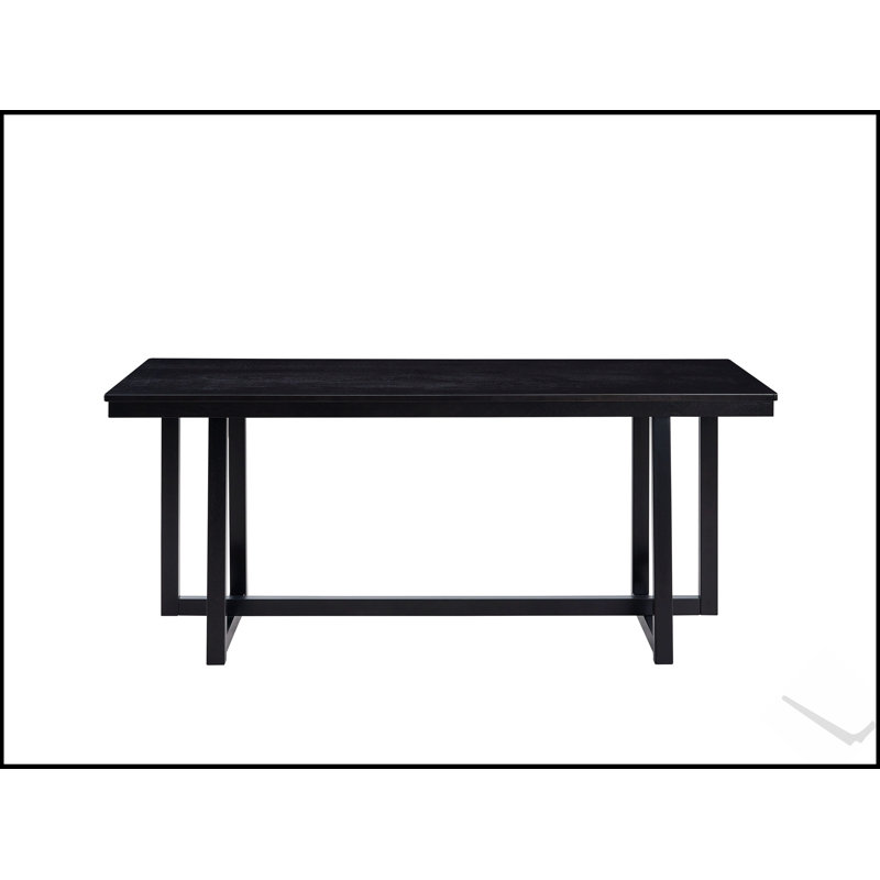 Table de salle à manger à finition noire Kini, élégante et durable pour les maisons modernes, idéale pour les petits espaces et facile d'entretien.