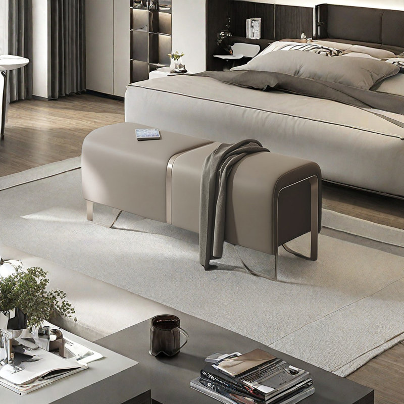Banc de rangement Seretha, Gris, H 16,92 po x l 47,24 po x P 17,71 po