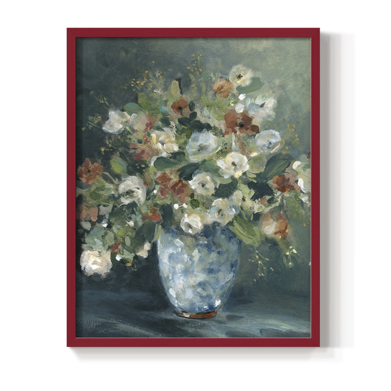 «English Garden Bouquet», reproduction encadrée - bois massif, H 21 po x l 17 po, Rouge