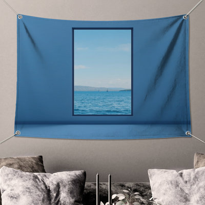 Ocean View Window Wall Tapestry - Ocean Wall Decor
