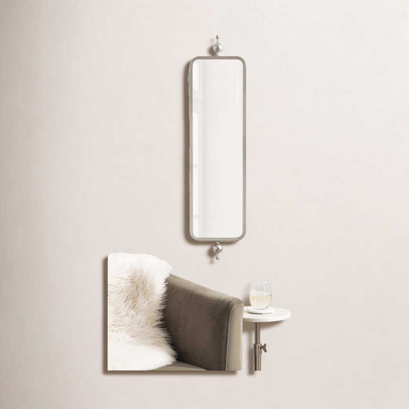 Kasota Brass Rectangular Wall Mirror, Silver, 36" x 9"