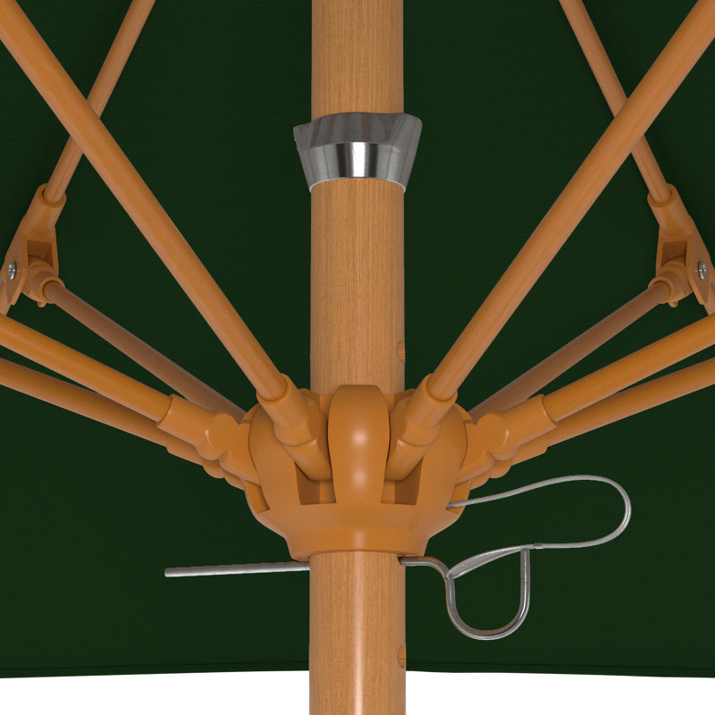 Parasol en bois de teck 7,5 pi, 96" H x 85" W x 85" D, Vert forêt / vert