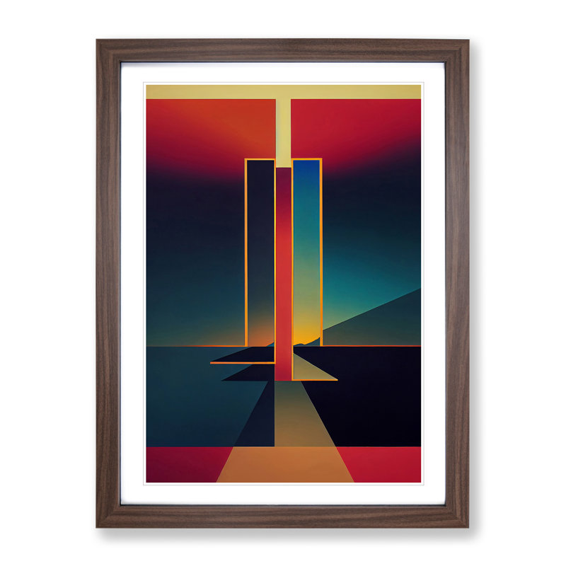 Bold Sunset - Print, Walnut Framed, White, 66cm H x 48cm W x 2cm D