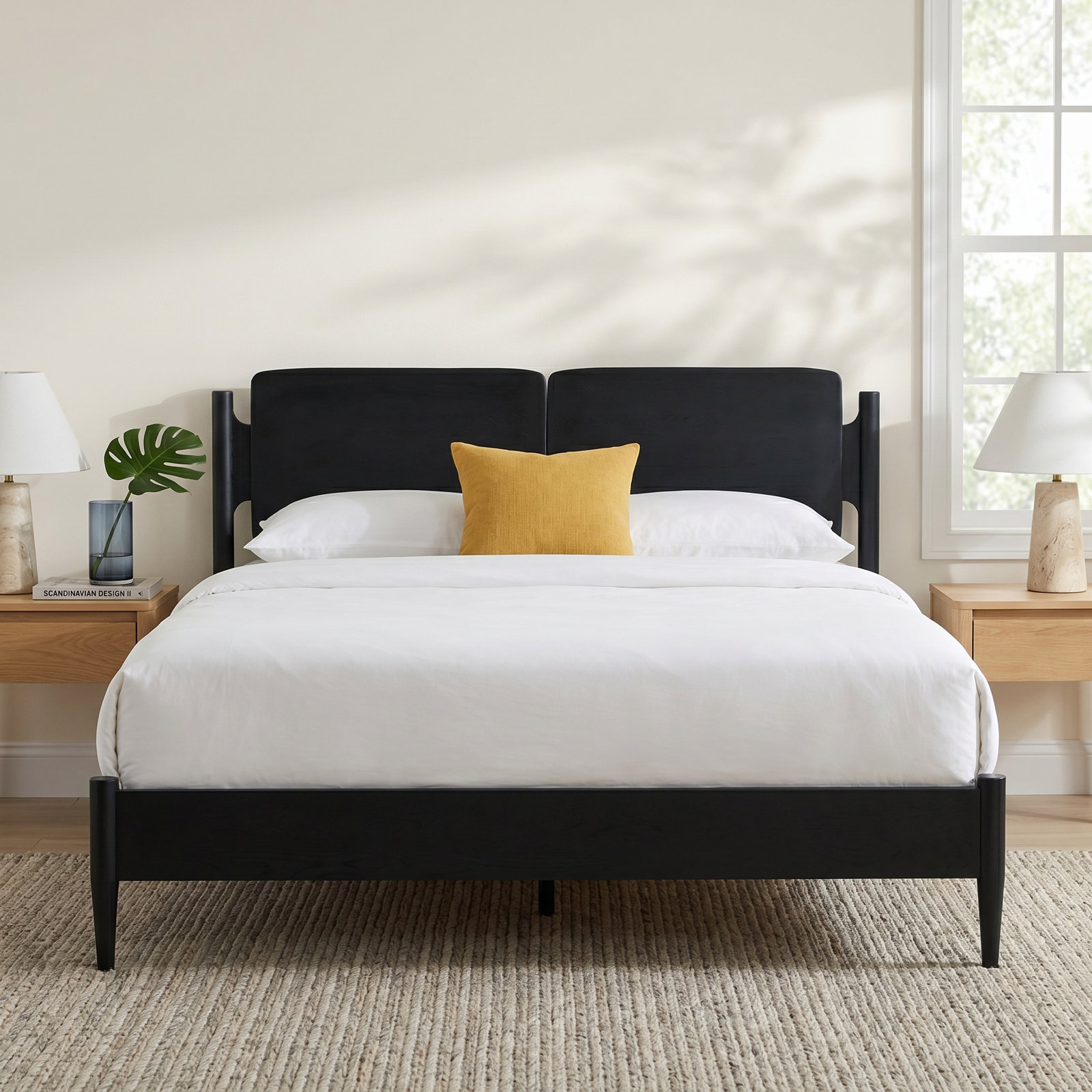 Lukowski Oak Platform Bed, Black, Queen