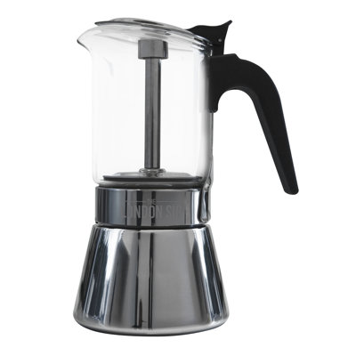 London Sip, Stainless Steel Espresso Maker 6-cup, Glass