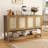 Sideboard Buffet Cabinet With Storage, Boho Credenza Storage Cabinet With 4 Doors And Adjustable Shelf, Wood Coffee Bar Console Cabinet Buffet Table For Kitchen, Dinning Room, Entryway