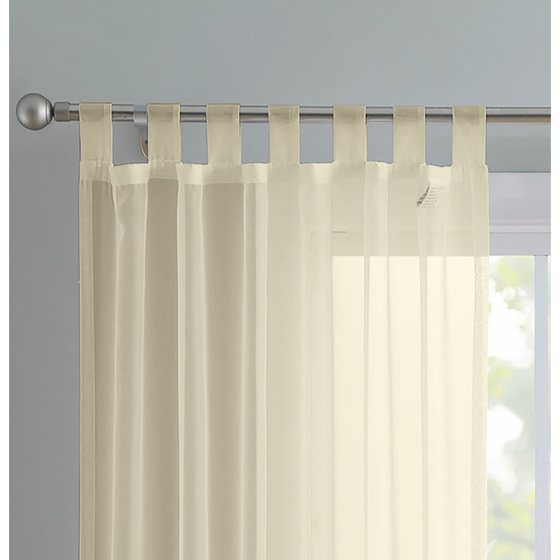 Birdsall Tab Top Sheer Single Curtain Panel, 144 W x 229 D cm, Cream